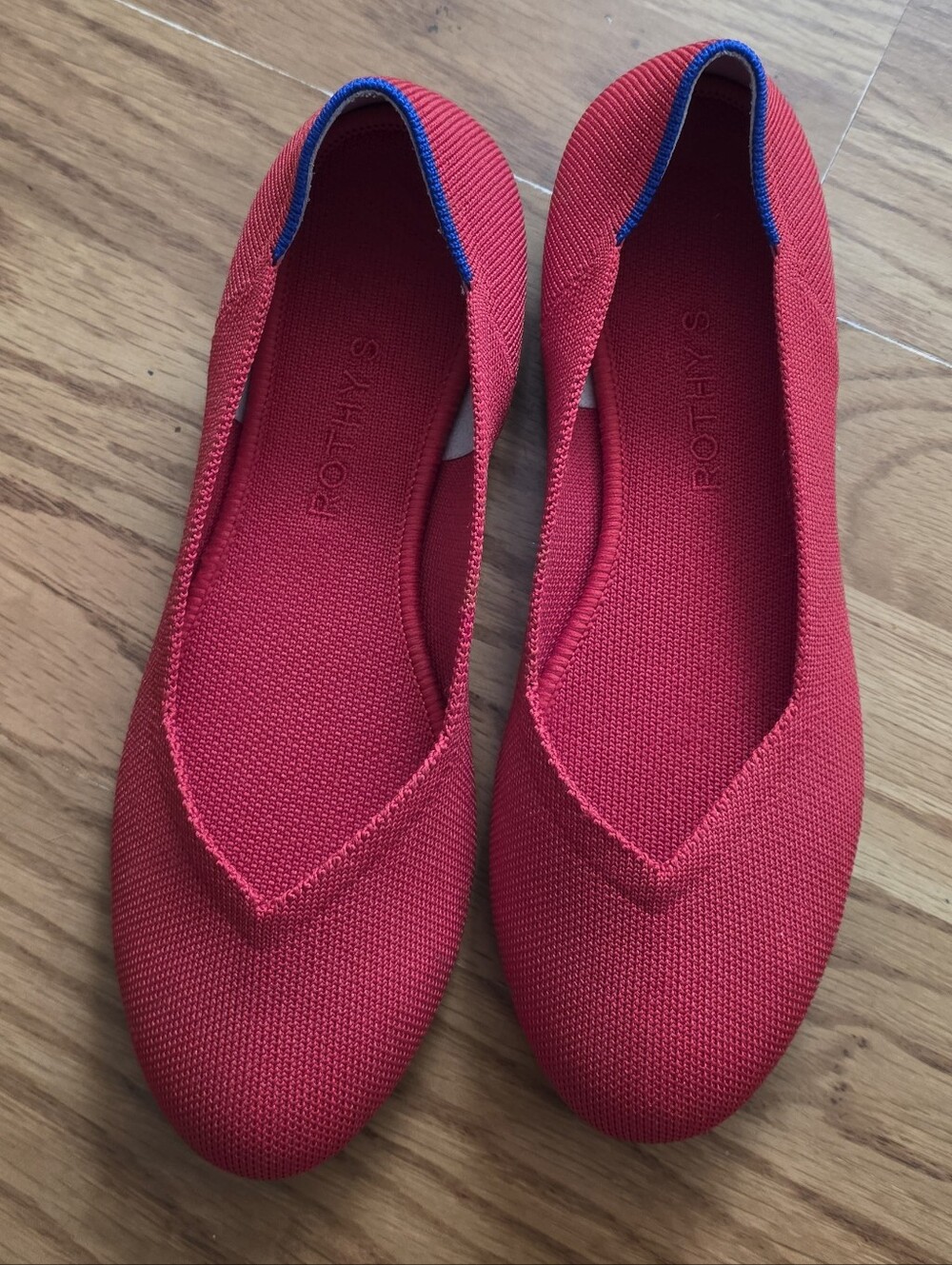 Rothy's Women's Red Knit V‑Cut Ballet Flats